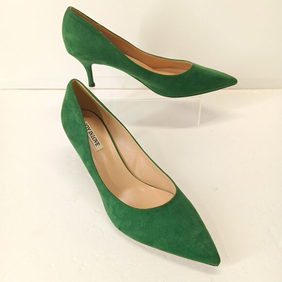 JOY IN LOVE Women's Green Shoes Low Heels Pointy Toe Kitten Heel Pumps Sz 10.5 - Picture 2 of 7